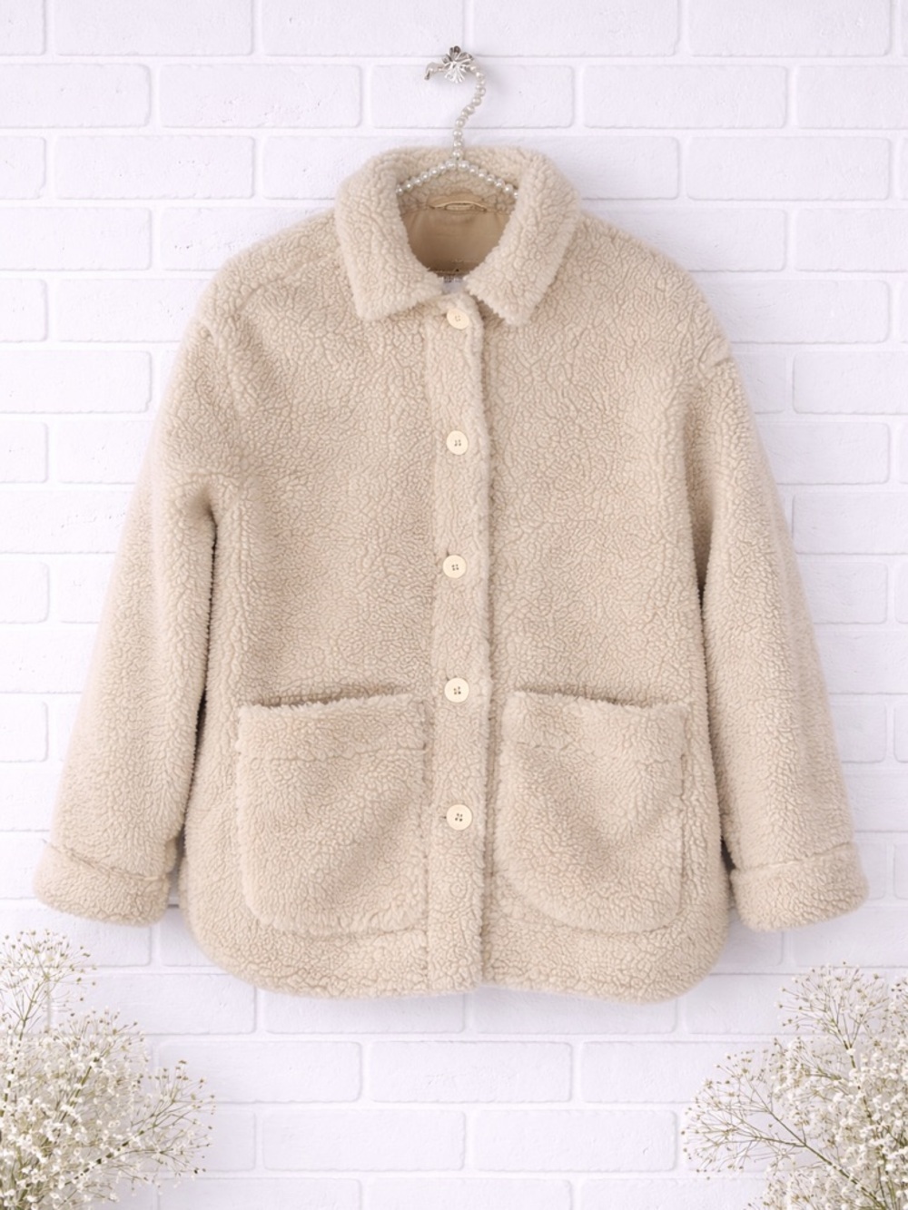 Madewell Sherpa Walton Shirt Jacket in Cream Size XS